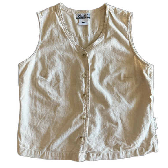 Columbia Cream Linen Blend Button Front Vest Women's Large - Picture 1 of 10